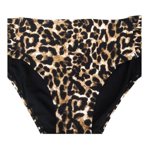 Alex Marie NWT Side Shirred High Cut Full Coverage Animal Print Bikini Bottom XL - Picture 2 of 13